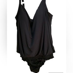 Miraclesuit Blouson Smocked Waist One Piece Swimsuit Black